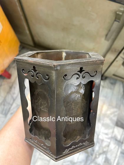 กระบอก ที่ใส่พู่กัน ทรงหกเหลี่ยม ทองเหลืองA2 รูปที่ 2