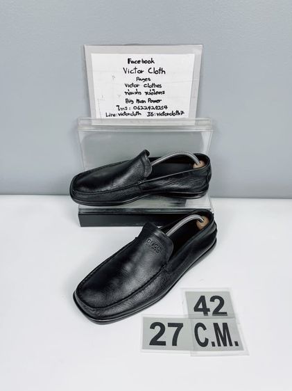 รองเท้าหนังแท้ Gucci Sz.9us42eu27cm Made in Italy สีดำ ทรงสวม สภาพสวย ไม่ขาดซ่อม ใส่เรียนทำงานได้ ราคา800รวมส่ง