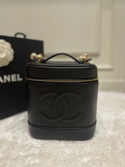 หนังแท้ หญิง ดำ Chanel vanity vintage case 