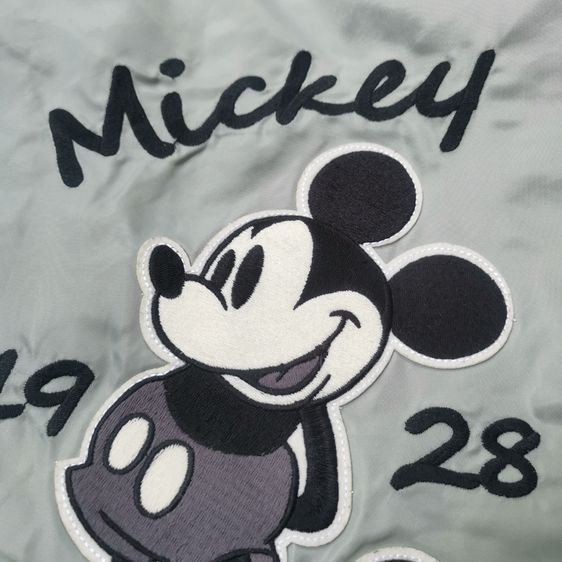 Green Mint Mickey Mouse Bomber Flight Jacket รอบอก 43” รูปที่ 9