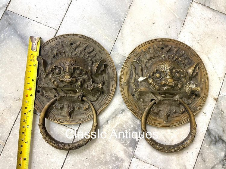 มือจับประตู เสือคาบดาบ ทองเหลือง รูปที่ 3