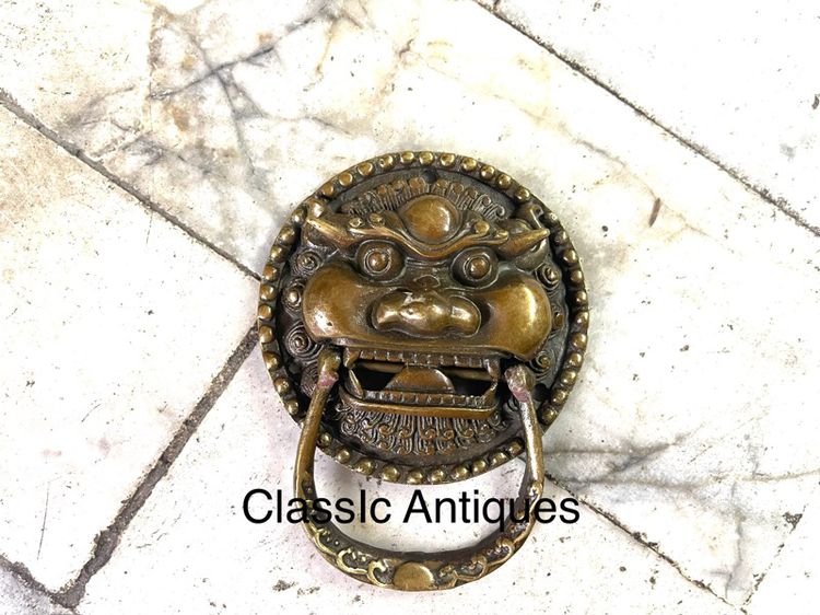 มือจับประตู หน้าสิงห์ ทองเหลือง A4 รูปที่ 2