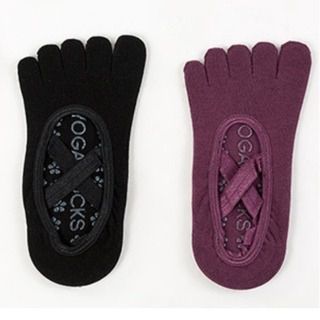 ถุงเท้าโยคะ แยกนิ้ว มีปุ่มกันลื่น แบบปิดนิ้วเท้า Non-Slip Yoga Socks 1 คู่ (4 สีให้เลือก) รูปที่ 6