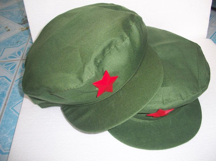 หมวกดาวแดง ของแท้  PRChina ดาวแดงเป็นเข็มกลัด   สีเขียวทหาร ผ้า 2 ชั้น รูปที่ 9