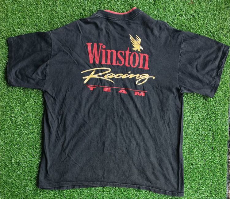 เสื้อยืดคอกลมสีดำมีกระเป๋าหน้าอกป้ายคอ WINSTON MADE IN USA. SIZE XL  รูปที่ 3