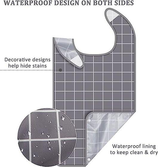 Abloom กันเปื้อนสำหรับผู้ใหญ่ ผ้ากันเปื้อนผู้ใหญ่ พร้อมถาดรอง Waterproof Reusable Adult Bibs รูปที่ 5
