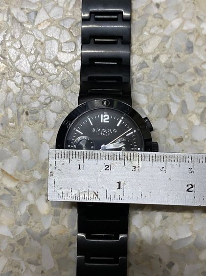 นาฬิกายี่ห้อ BVONO   Italy  ของแท้มือสอง  โครโนกราฟ เลสสีดำทั้งเรือน สายยาว 8 นิ้ว   1200฿ รูปที่ 8