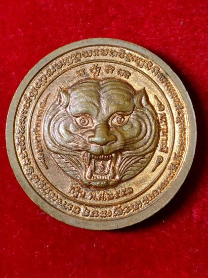 หระเหรียญหน้าเสือ หลวงพ่อเพี้ยน วัดเกริ่นกฐิน เหรียญรูปเหมือนสมาธิเต็มองค์ มหาอำนาจ มหาบารมี หลังหน้าเสือ ตอกโค๊ต วฐ. เนื้อทองแดง ปี 2551 รูปที่ 2