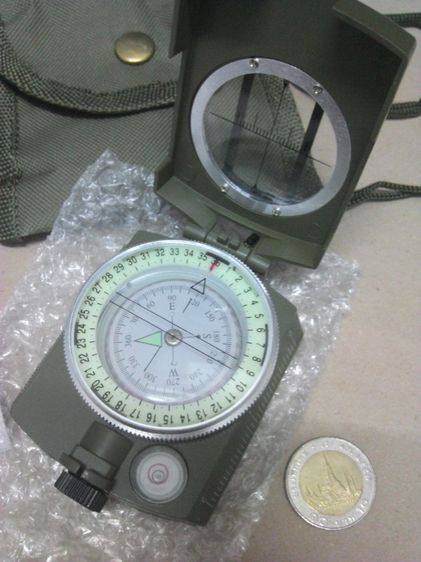 เข็มทิศLensatic compass  Body เหล็กทรงเปิดฝา แบบเยอรมัน สีเขียวอมดำ  พราง รูปที่ 8