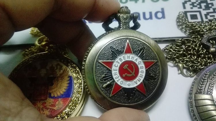 นาฬิกาพก แบบเปิดฝา รูปตราสัญลักษณ์ USSR (CCCP) โซเวียตรัสเซีย รูปที่ 2