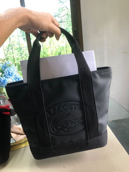 USED Lacoste tote shopping bag สีดำ รูปที่ 12