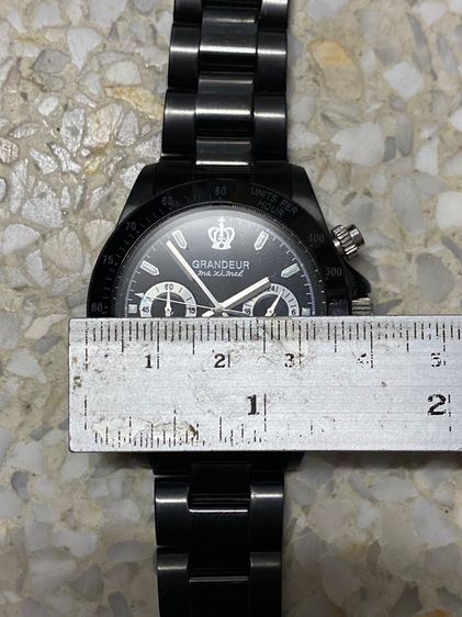 นาฬิกายี่ห้อ Grandeur ควอทซ์ โครโนกราฟ แท้มือสอง สแตนเลสสีดำทั้งเรือน สายยาว 7 นิ้ว  950฿ รูปที่ 7