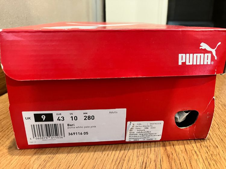 รองเท้าผ้าใบ Puma สไตล์Caualสบายๆ รุ่นPuma White Pale-Pink ของแท้ US10 EUR43 28cm. รูปที่ 8