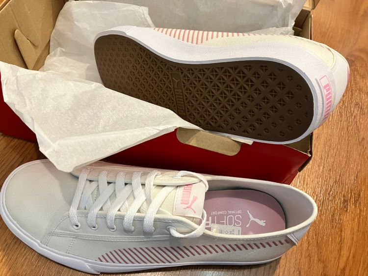 รองเท้าผ้าใบ Puma สไตล์Caualสบายๆ รุ่นPuma White Pale-Pink ของแท้ US10 EUR43 28cm. รูปที่ 4