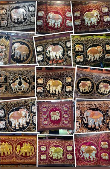 ผ้าปักรูปช้างนูนแขวนผนังโชว์ ช้างคู่ชูงวงขึ้น ขนาดผืนผ้าใหญ่ 140×90ซม รูปที่ 8