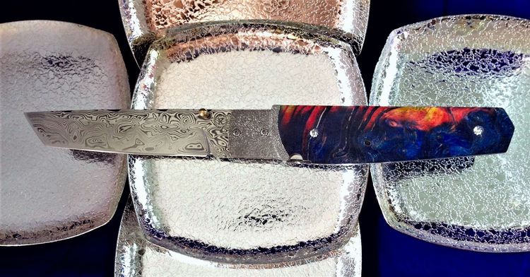 ตันโตะพับ ดามัสกัสสวีเดน ด้ามไม้สเตบิไลซ์ รูปที่ 13