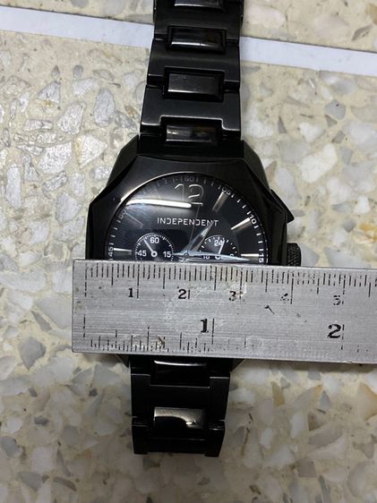 นาฬิกายี่ห้อ Independent  ควอทซ์ โครโนกราฟ แท้มือสอง สแตนเลสดำทั่งเรือน สายยาว 7 นิ้ว  1400฿ รูปที่ 8