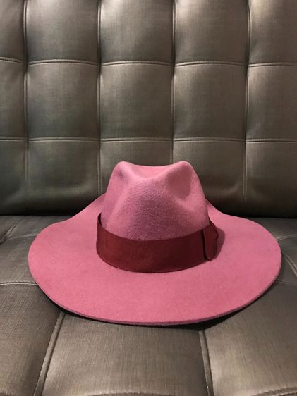 Paul Smith Wool Pink Hat Burgundy Navy Blue Ribbon Made in Italy  รูปที่ 2