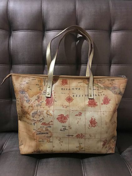 Ancient Sailing Map Gold Leather Bag รูปที่ 2