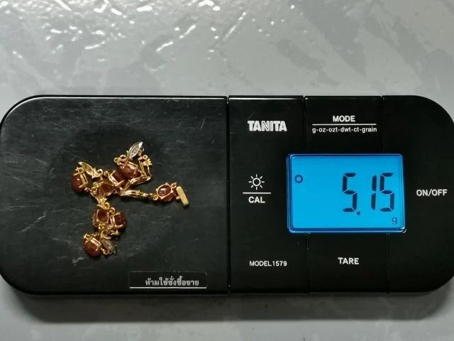 (24) สร้อยข้อมือเก่า ทอง 90 ทับทิม เพชร รูปที่ 8