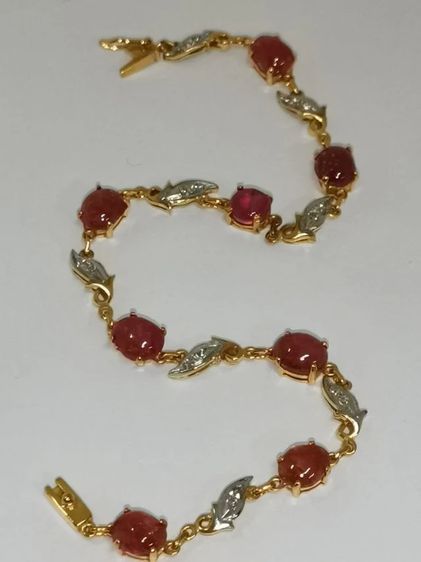 (24) สร้อยข้อมือเก่า ทอง 90 ทับทิม เพชร รูปที่ 2