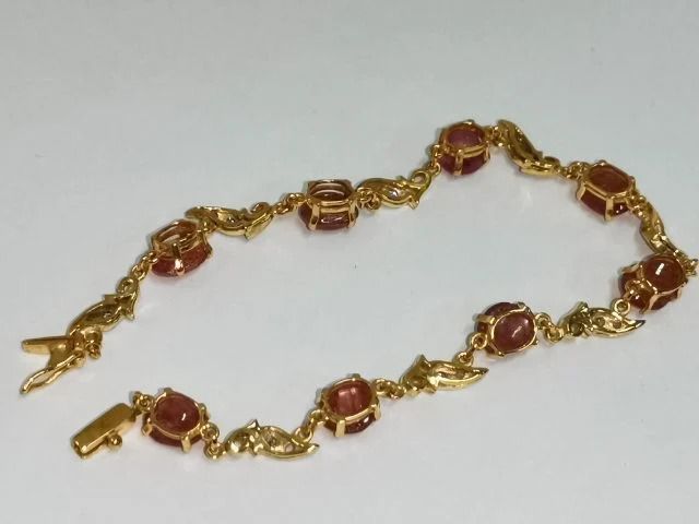 (24) สร้อยข้อมือเก่า ทอง 90 ทับทิม เพชร รูปที่ 6