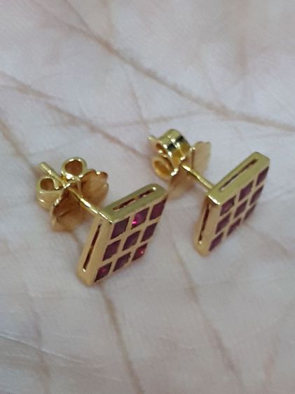 (60) ต่างหูทับทิมเเท้ ทองเเท้ 90  รูปที่ 4