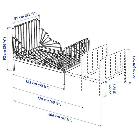 เตียงนอน Ikea สีขาว (ขนาด 80x200 ซม.) พร้อมชุดฟูกที่นอน และระแนงไม้  รูปที่ 5