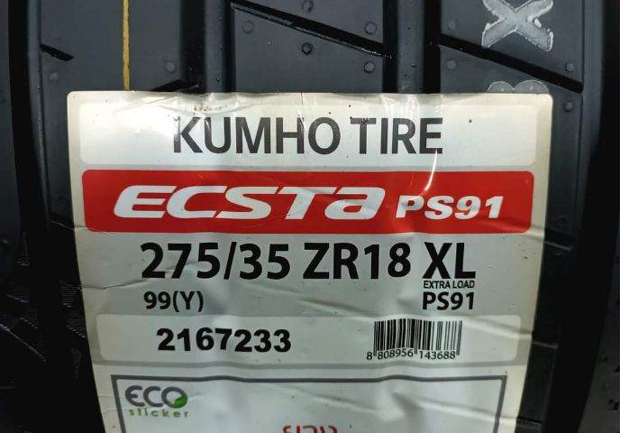 Kumho PS91 275 35 18 ปี22 ยางใหม่ค้างปี ประกันบวม 2 ปี ใส่ฟรี-ส่งฟรี(เก็บเงินปลายทาง)คู่ละ 7800.-NET รูปที่ 2