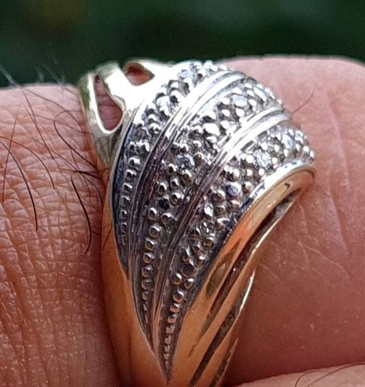 แหวนทองคำแท้ 14KT585 อิตาลี ฝังเพชร สภาพสวย