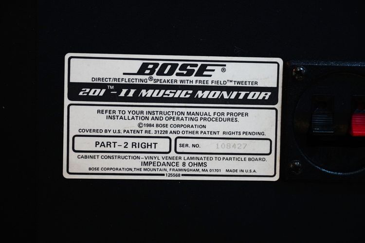 ผลิตยูเอส BOSE 201 II Music Monitor (MADE IN USA) 8ohms max 60w rms หายูเอสใช้ มวลเสียงหนาและอิ่มกว่า รูปที่ 5