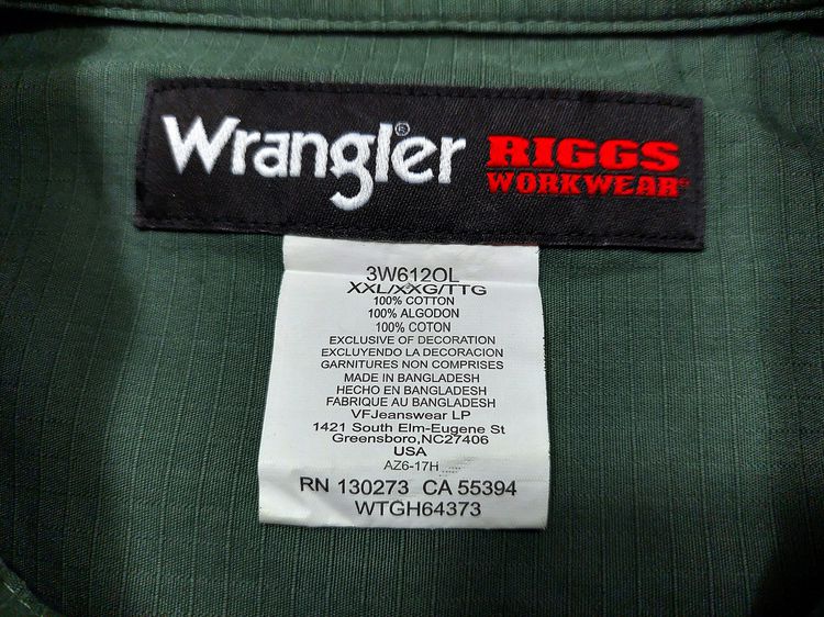 487เสื้อเชิ๊ตWrangler Workwear Shirt(Size XXL)สภาพเหมือนใหม่ รูปที่ 9