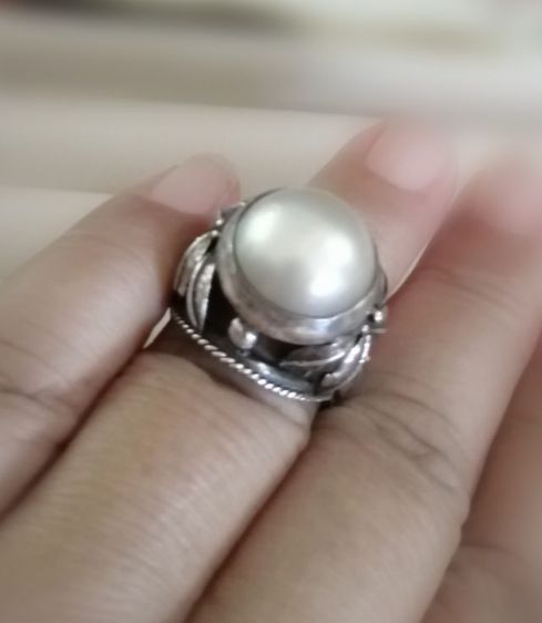 Mebi​ pearl​ มุกมาบิแท้ มุกซีก แหวนเงินสวยงามมาก -​ April vintage​ รูปที่ 7