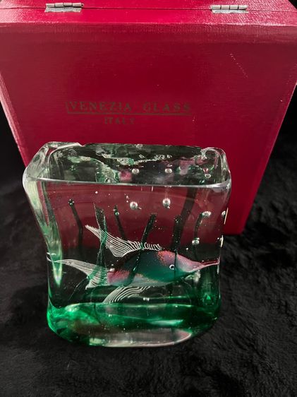 Murano Aquarium Block Sculpture  Vintage Murano Italian Glass Fish Aquarium  รูปที่ 7