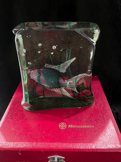 Murano Aquarium Block Sculpture  Vintage Murano Italian Glass Fish Aquarium  รูปที่ 2
