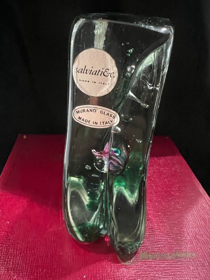 Murano Aquarium Block Sculpture  Vintage Murano Italian Glass Fish Aquarium  รูปที่ 3