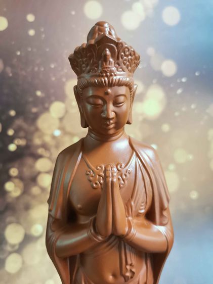 รูปปั้นพระโพธิสัตว์  เนื้อดินเผา พระพุทธรูปบูชา  ขนาด 14 นิ้ว รูปที่ 7