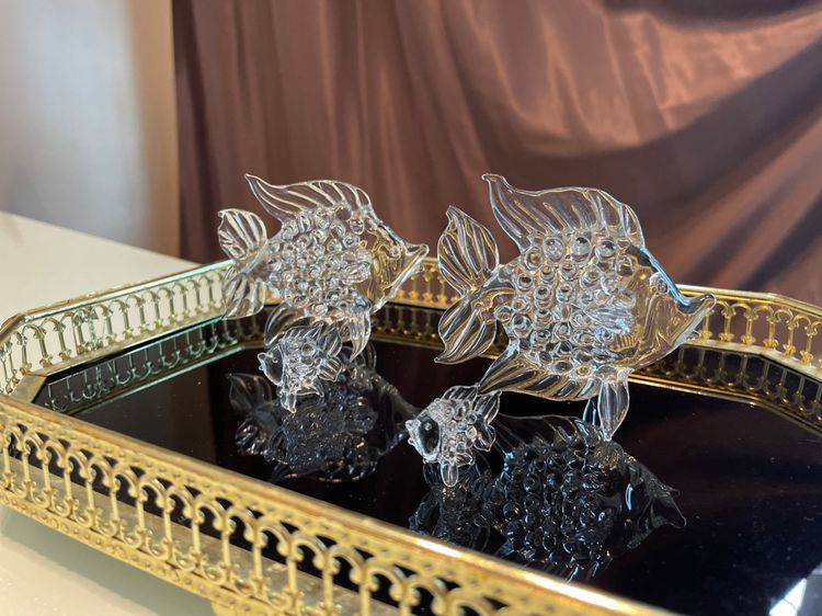 2 pieces Crystal fish glass Figurines รูปที่ 3