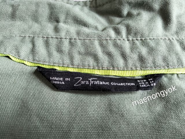 เสื้อ ZARA Frataluc collection made in china เนื้อผ้า cotton แน่น สีโทนเขียว แต่งบ่าด้วยผ้าทอ รูปที่ 11