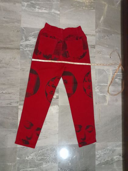 กางเกงลูกฟูกขาเดฟ(ลาย-สีแดง) รูปที่ 4