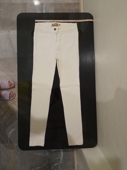 กางเกงผ้าสแปนเน็ต•ขาเดฟ(สีขาว) รูปที่ 3