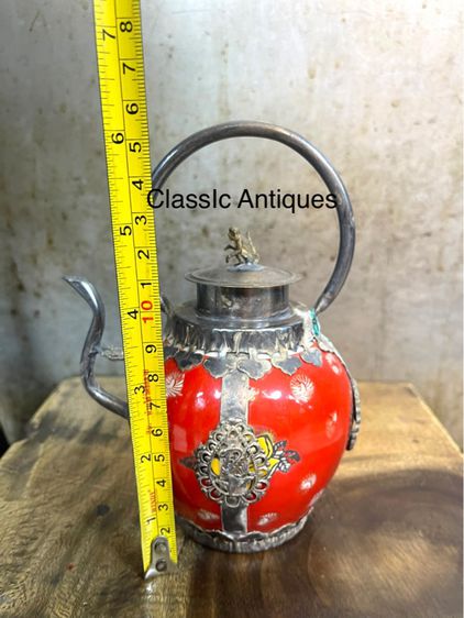 กาน้ำชา กระเบื้องหุ้มกะไหล่เงินS1 รูปที่ 4