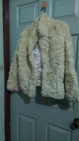 เสื้อกันหนาวขนกระต่ายแท้ สีขาวครีม  รูปที่ 11