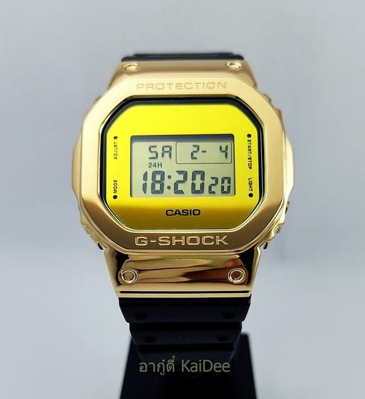 CASIO G-SHOCK DW 5600 BBMB หน้าทอง + กรอบเหล็กสีทอง