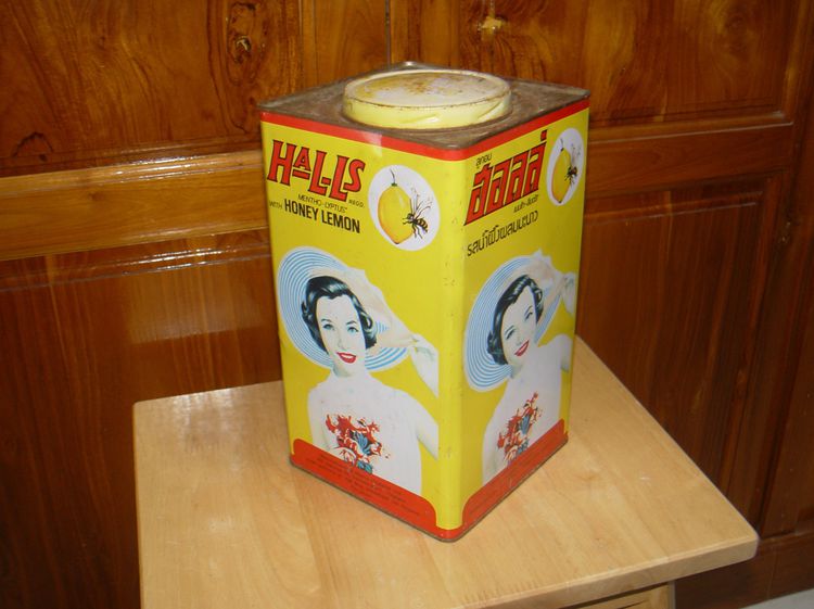 กระป๋องฮอลล์ สีเหลืองรสน้ำผึ้งผสมมะนาว ขนาดใหญ่ กระป๋อง Halls รุ่นหายาก รูปที่ 2