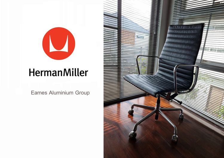 Eames aluminum group authentic อีมส์ พนักสูง  หนังแท้    ของแท้ herman miller รูปที่ 1