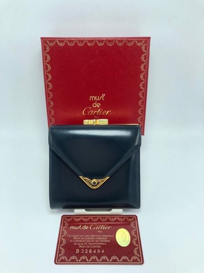 หนังแท้ หญิง น้ำเงิน Cartier wallet (661416)