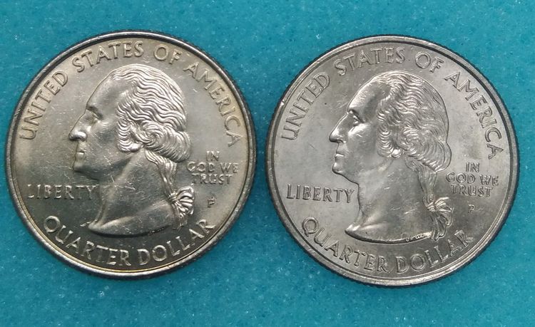 เหรียญ ธนบัตร ต่างประเทศ 8619-เหรียญ Quarter Dallar ประจำรัฐ NewJersey และ  Massachusetts จำนวน 2 เหรียญ