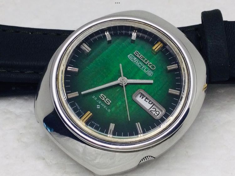 Vintage Seiko 5 Actus   Day Date 23Jewels Automatic Green dial Watch   รูปที่ 3