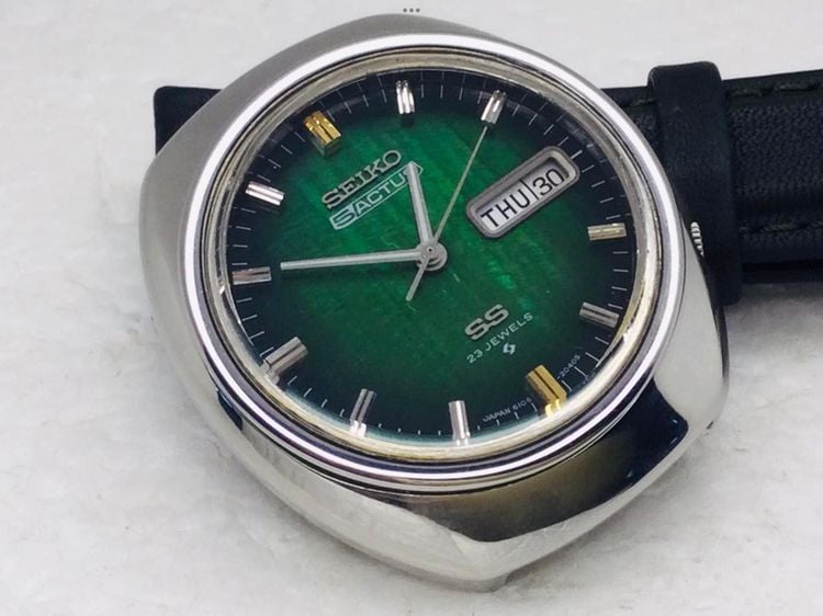 Vintage Seiko 5 Actus   Day Date 23Jewels Automatic Green dial Watch   รูปที่ 2